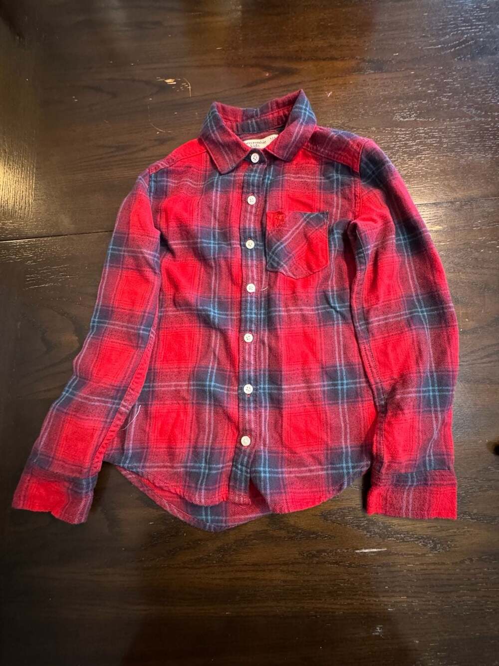 Abercrombie Kids Plaid Flannel Shirt Size 7/8 Red Blue